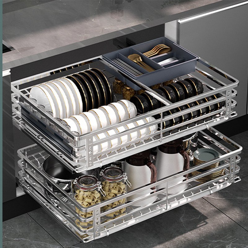 Wardrobe Hardware Accessories Slide Pull Out Metal Wire Cabinet Drawer Basket Monster Pull Basket Pull-Out Dish Drawer Tray