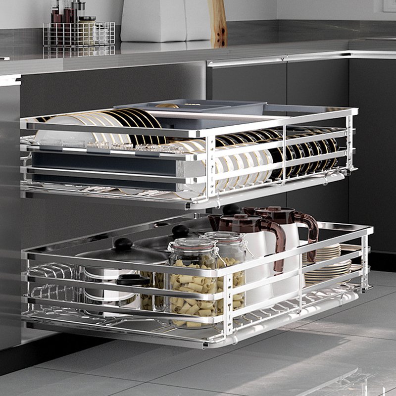 Wardrobe Hardware Accessories Slide Pull Out Metal Wire Cabinet Drawer Basket Monster Pull Basket Pull-Out Dish Drawer Tray