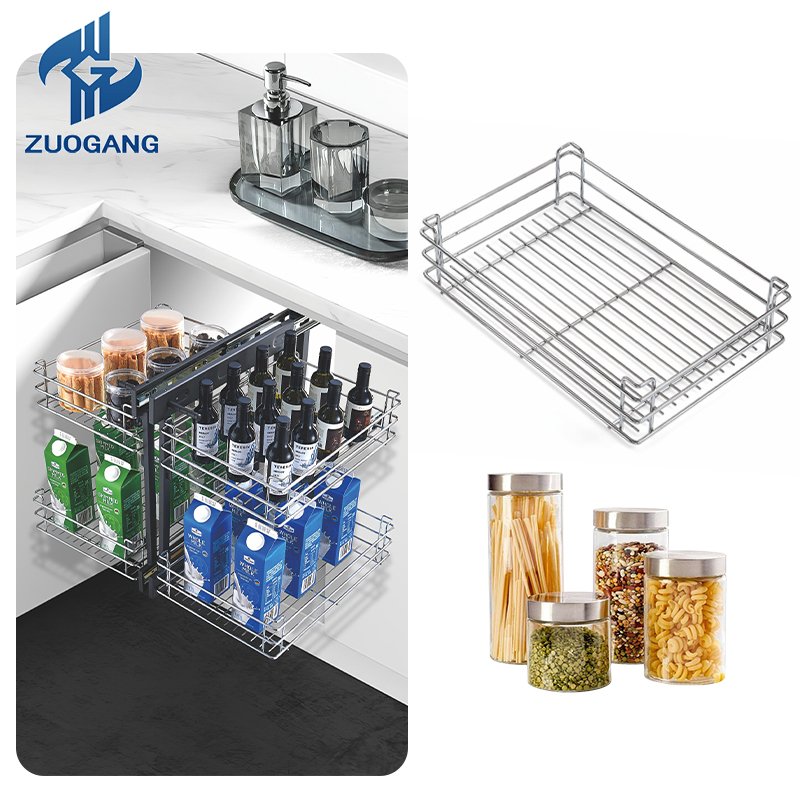 Zuo Gang Kitchen Cabinet Soft Close Closing Pull Out Little Monster Shelf Drawer Storage Basket Magic Corner