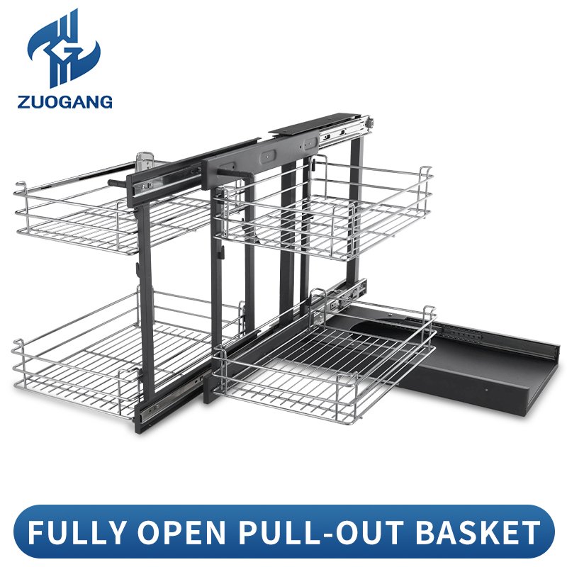 Zuo Gang Kitchen Cabinet Soft Close Closing Pull Out Little Monster Shelf Drawer Storage Basket Magic Corner
