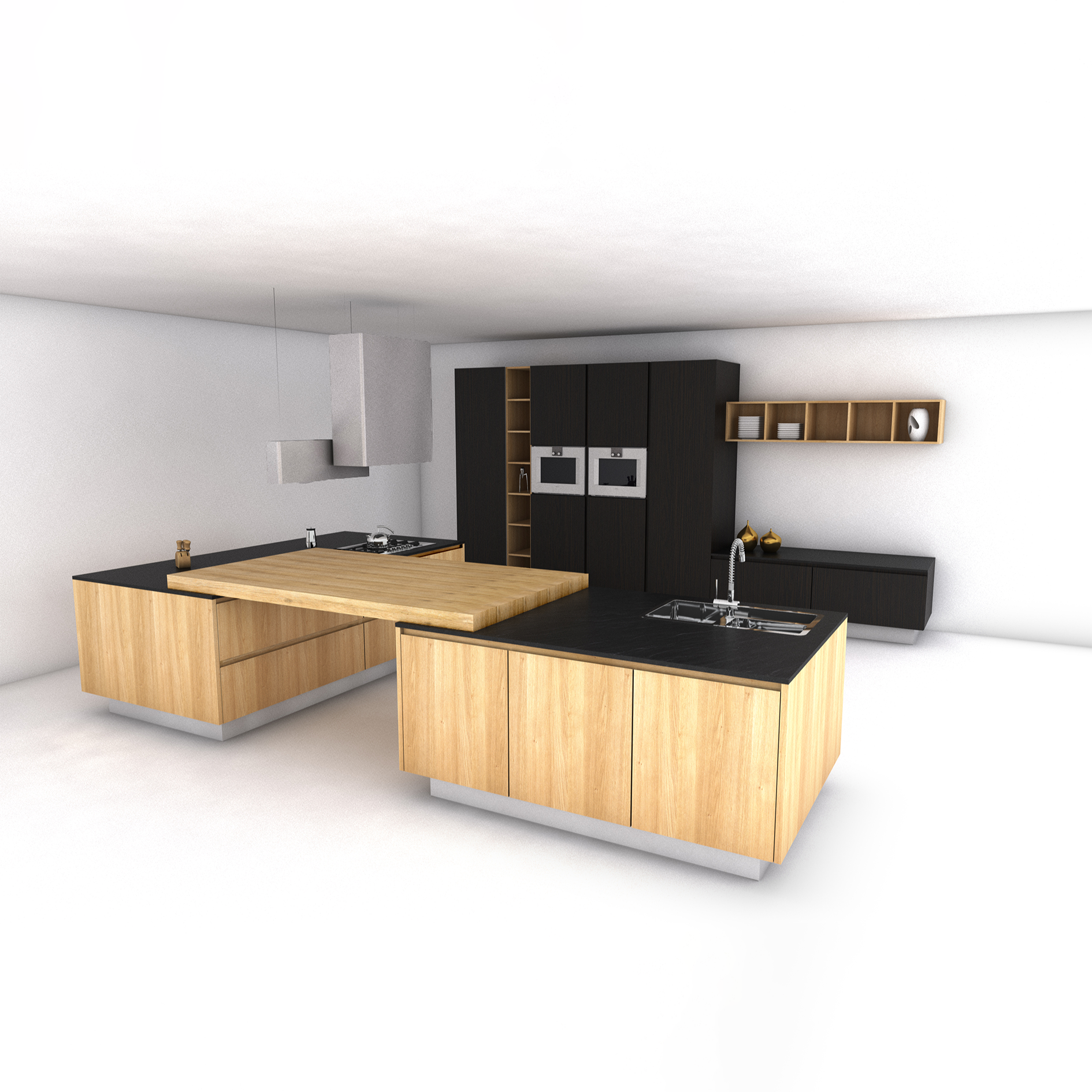 Ash and Wenge Escooh Legnovivo Luxury kitchen set made in Italy top-grade natural materials customizable