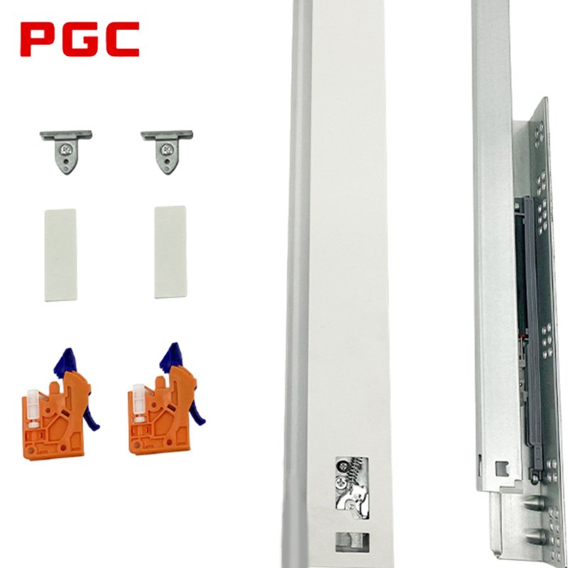 3 fold damper basket drawers channel push to open hidden telescopic rails soft close undermount concealed drawer slide