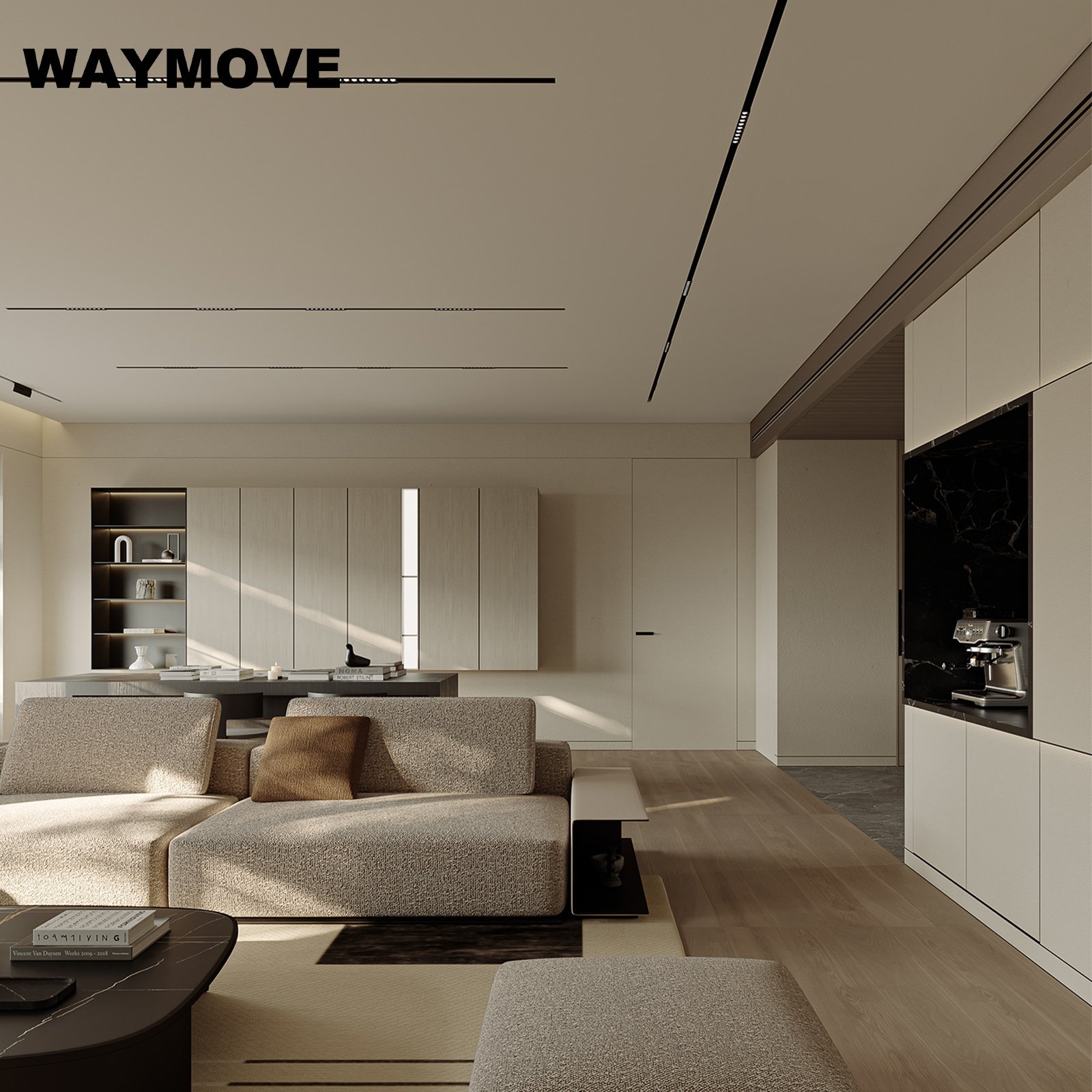 WAYMOVE Luxury Modern Kitchen Cabinet Acrylic and Lacquer Surface Treatment Door Panel for Apartment Use Hardware Furniture