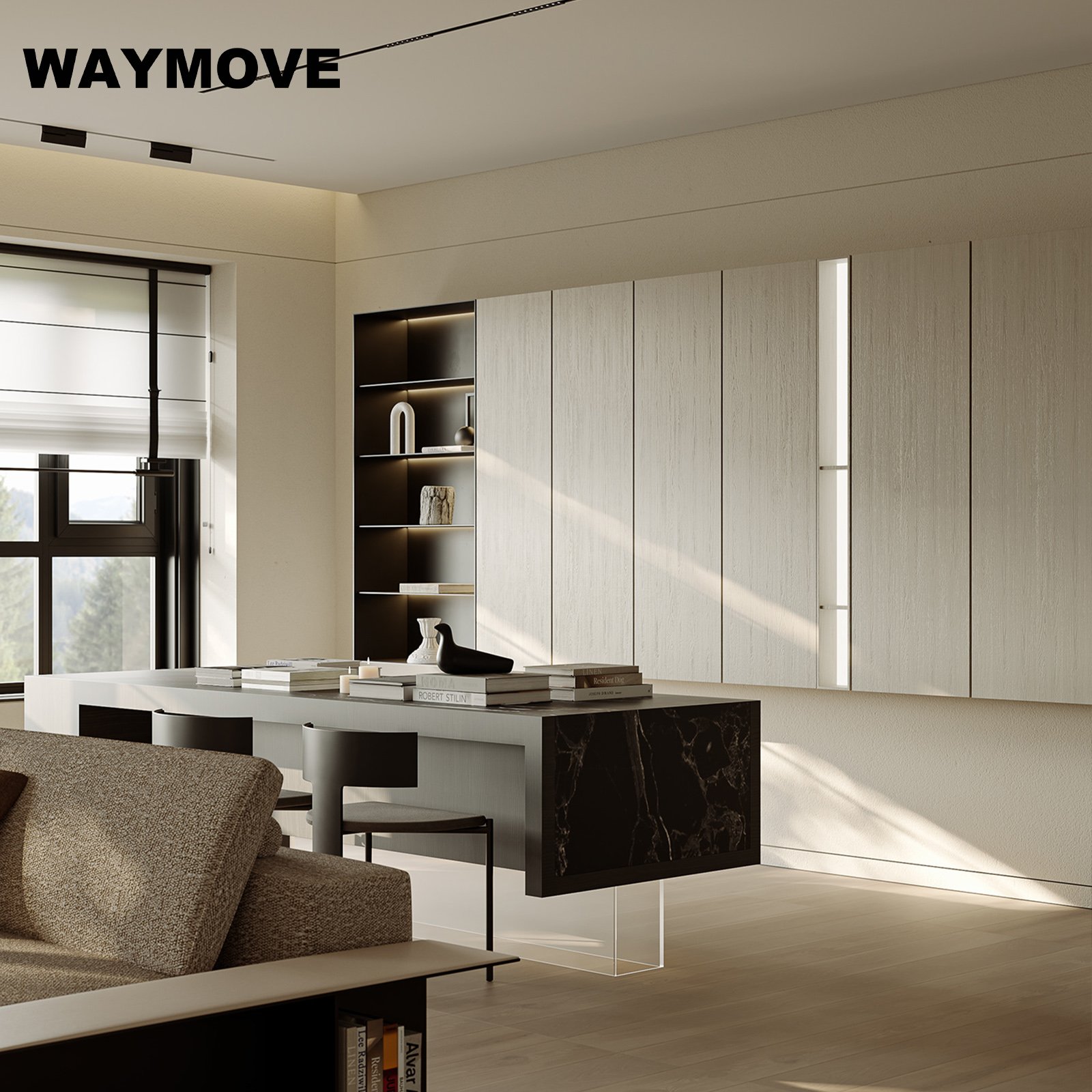 WAYMOVE Luxury Modern Kitchen Cabinet Acrylic and Lacquer Surface Treatment Door Panel for Apartment Use Hardware Furniture