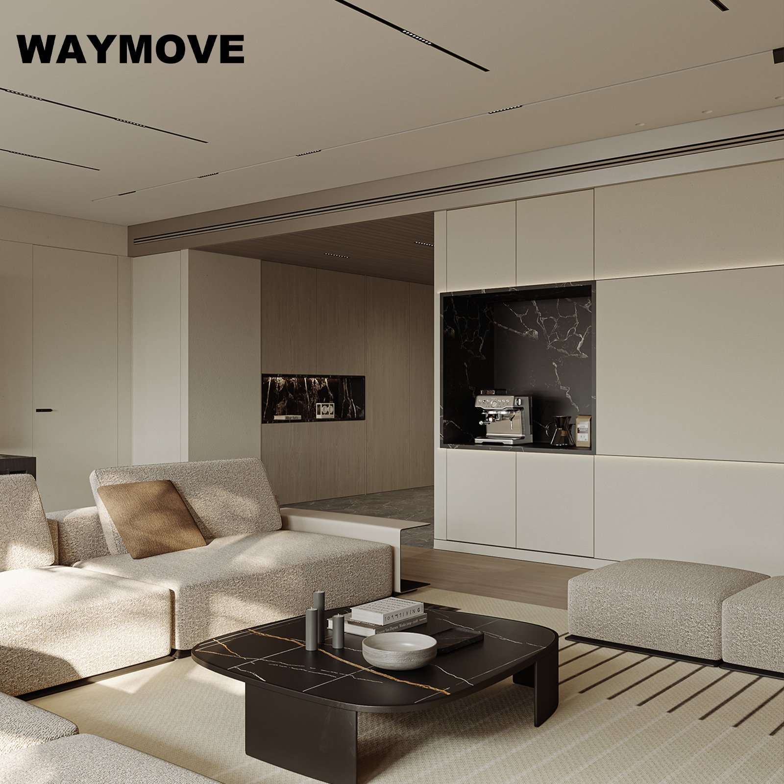 WAYMOVE Luxury Modern Kitchen Cabinet Acrylic and Lacquer Surface Treatment Door Panel for Apartment Use Hardware Furniture