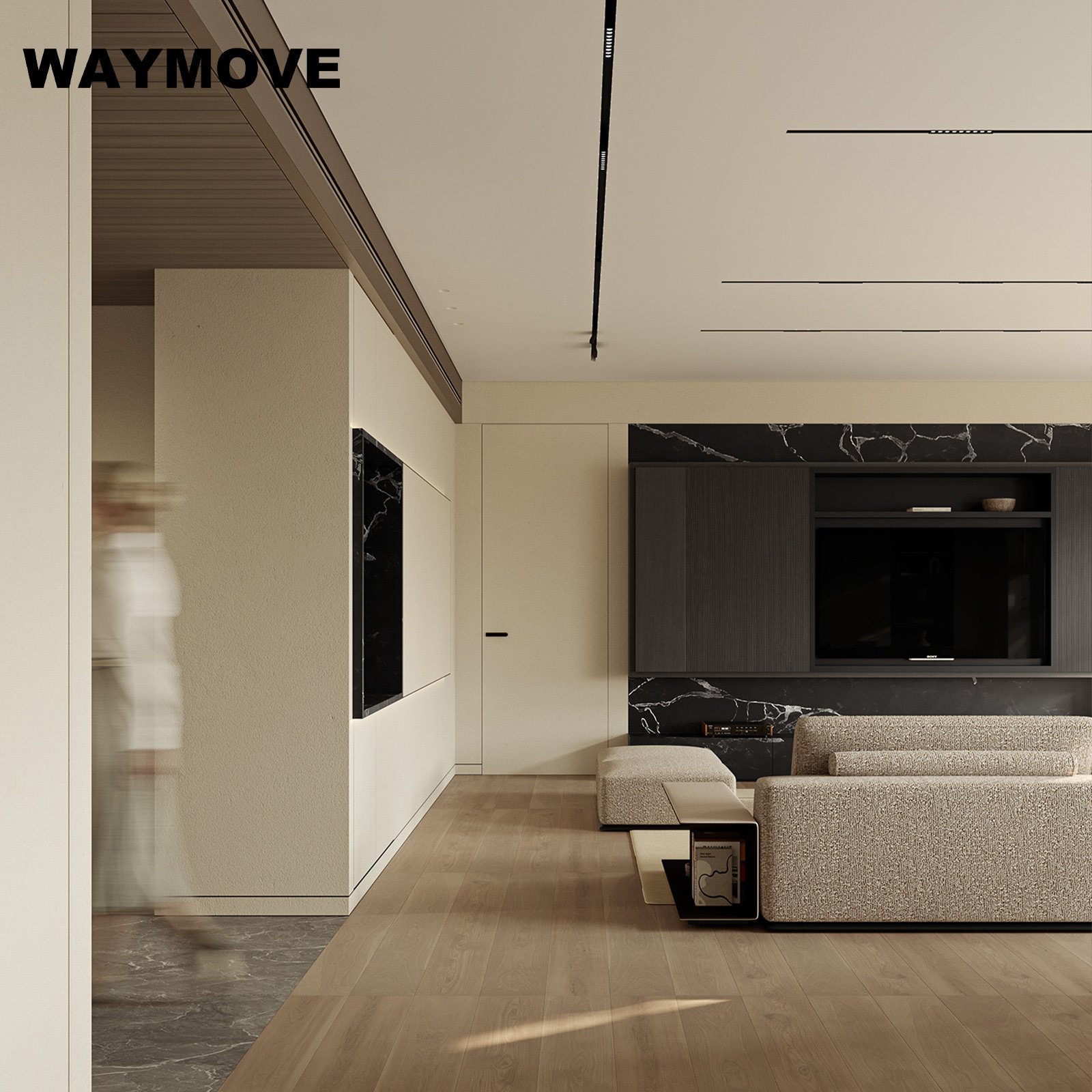 WAYMOVE Luxury Modern Kitchen Cabinet Acrylic and Lacquer Surface Treatment Door Panel for Apartment Use Hardware Furniture