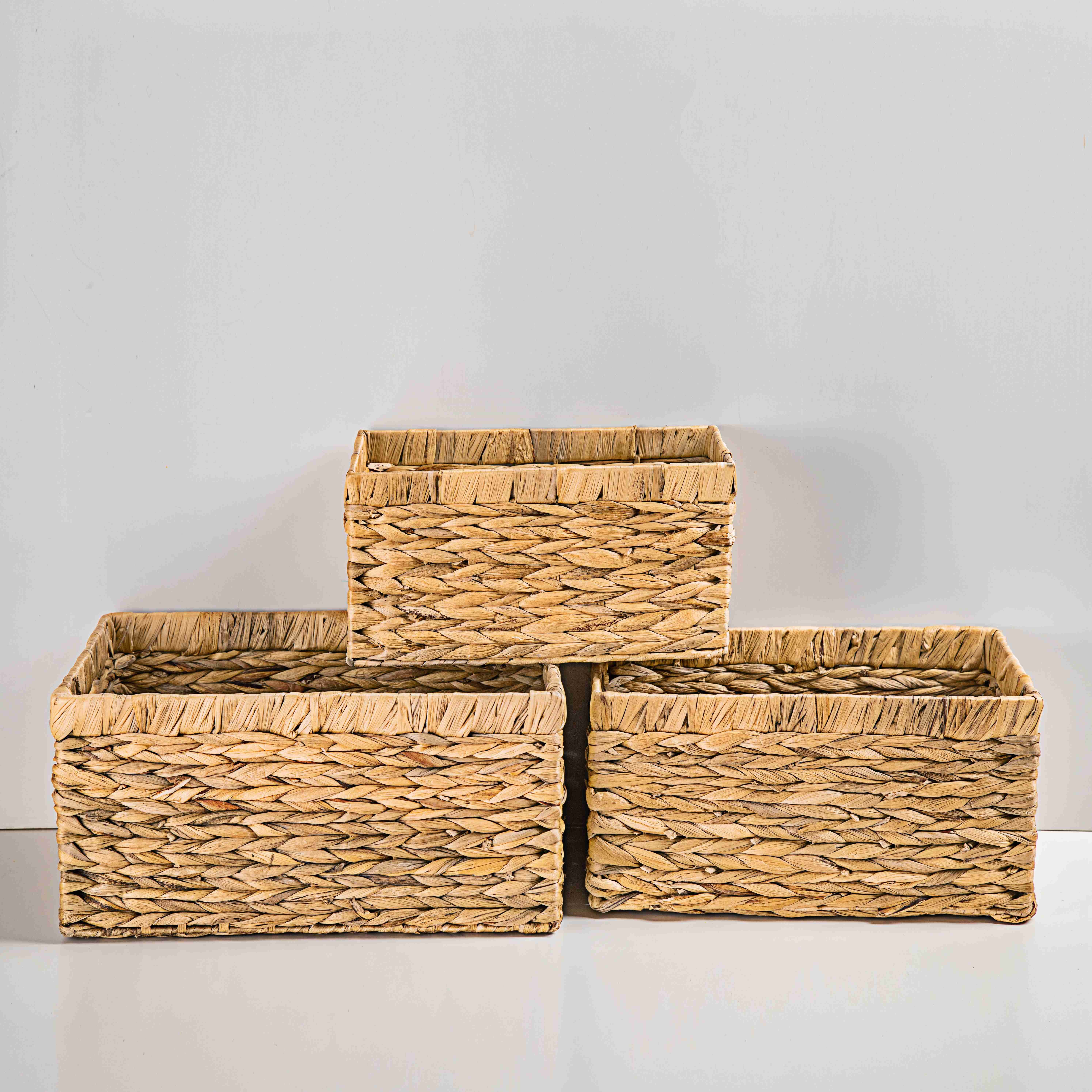 Rectangle Box Shape China Woven Basket Water Hyacinth Storage Basket for Home Decor
