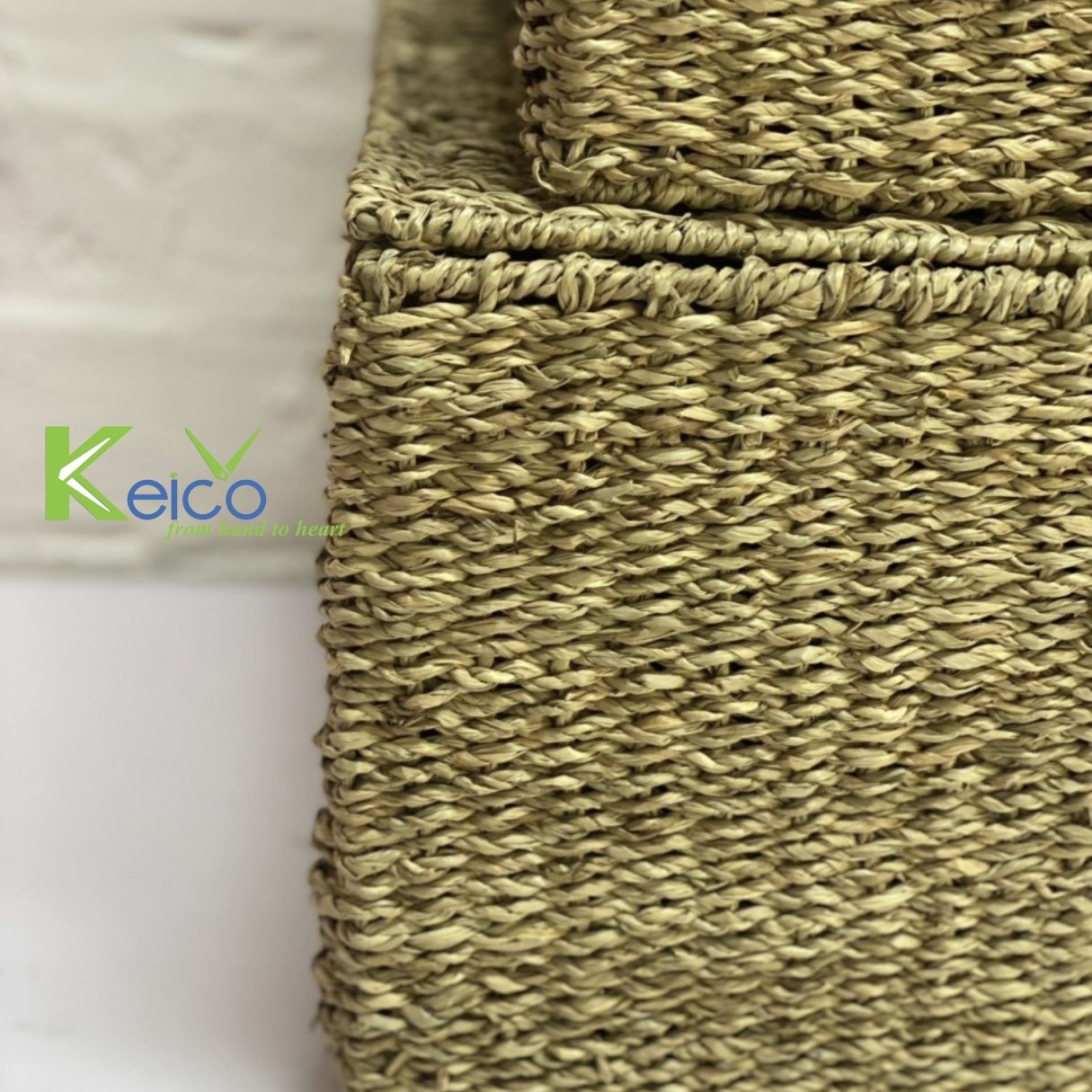 Wholesale Eco-friendly Storage Boxes & Bins from Viet Nam 3 Size Rectangular Seagrass Storage Baskets with Lids