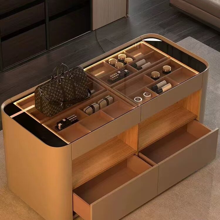 Customizable Minimalist Island Cabinet Dressing Table for Bedroom Clothing and Hat Room Jewelry Cabinet