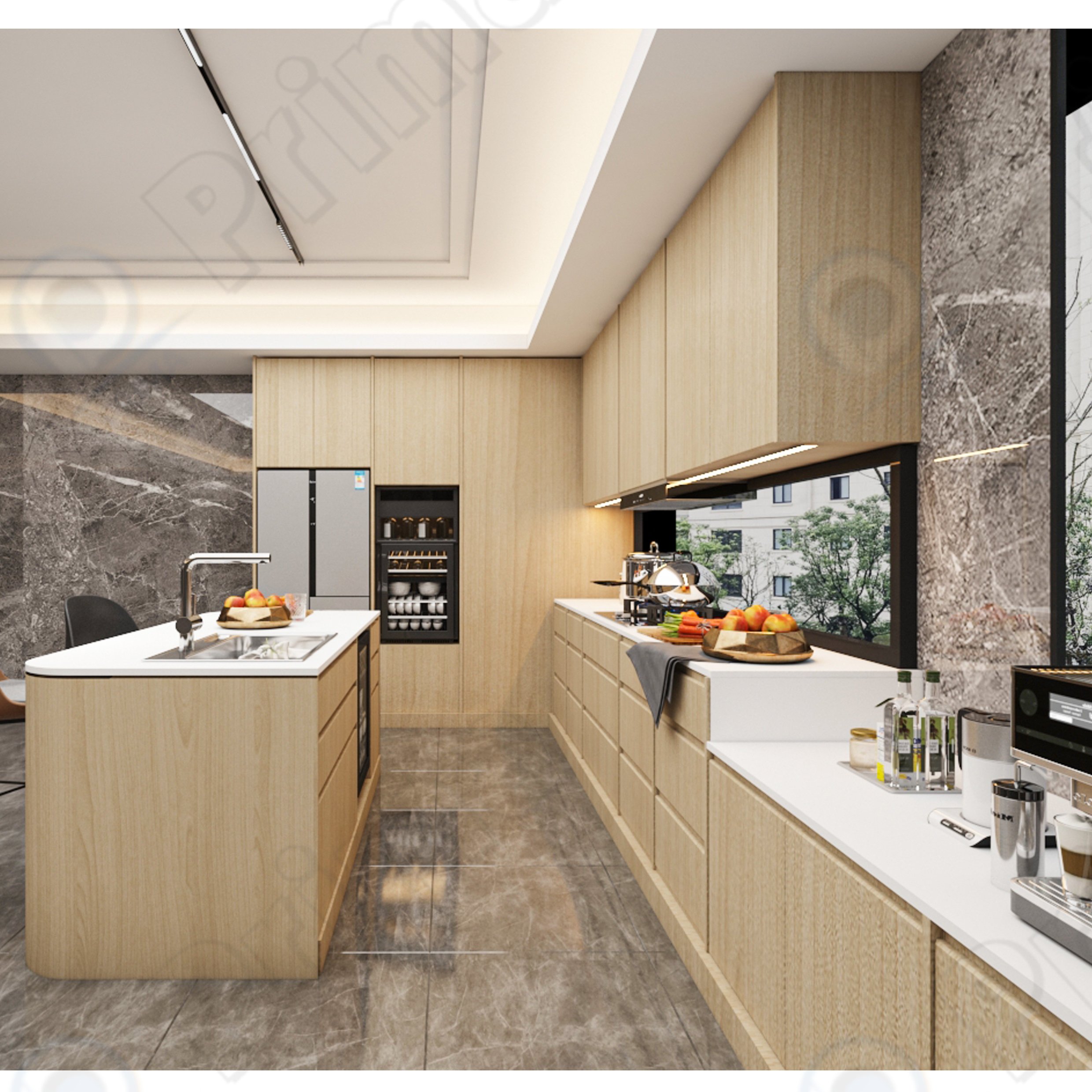 Prima Wholesale Modern Gray Shaker Kitchen Cabinet Modular Knock Down Kitchen Furniture