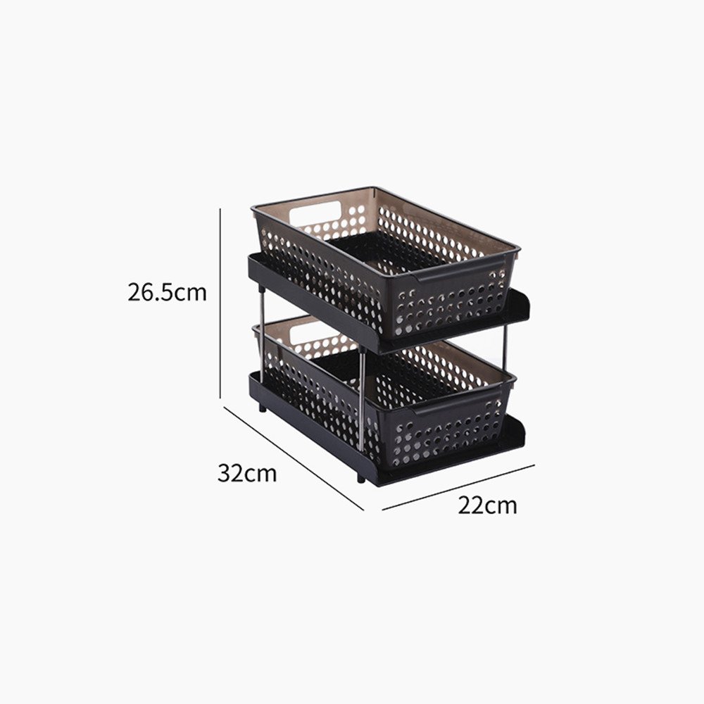 Custom 2 Tier Kitchen Bathroom Storage Basket Plastic Storage Shelf Rack Drawer Basket Organizer For Cabinet