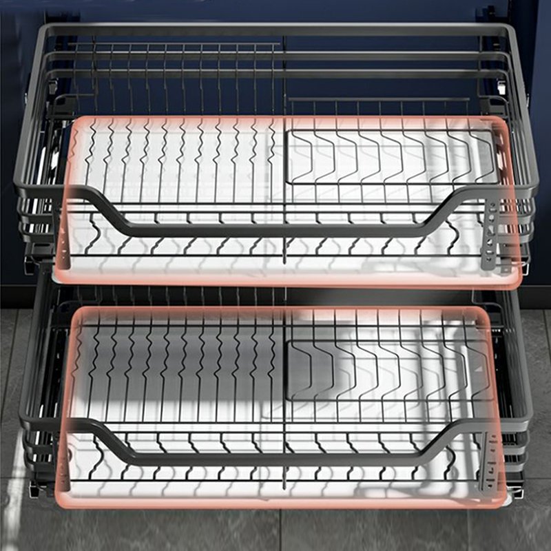 New Style Heavy Duty Chrome Flat Wire Basket Kitchen Cabinet Pull Out Drawer Metal Iron Storage Tier Basket