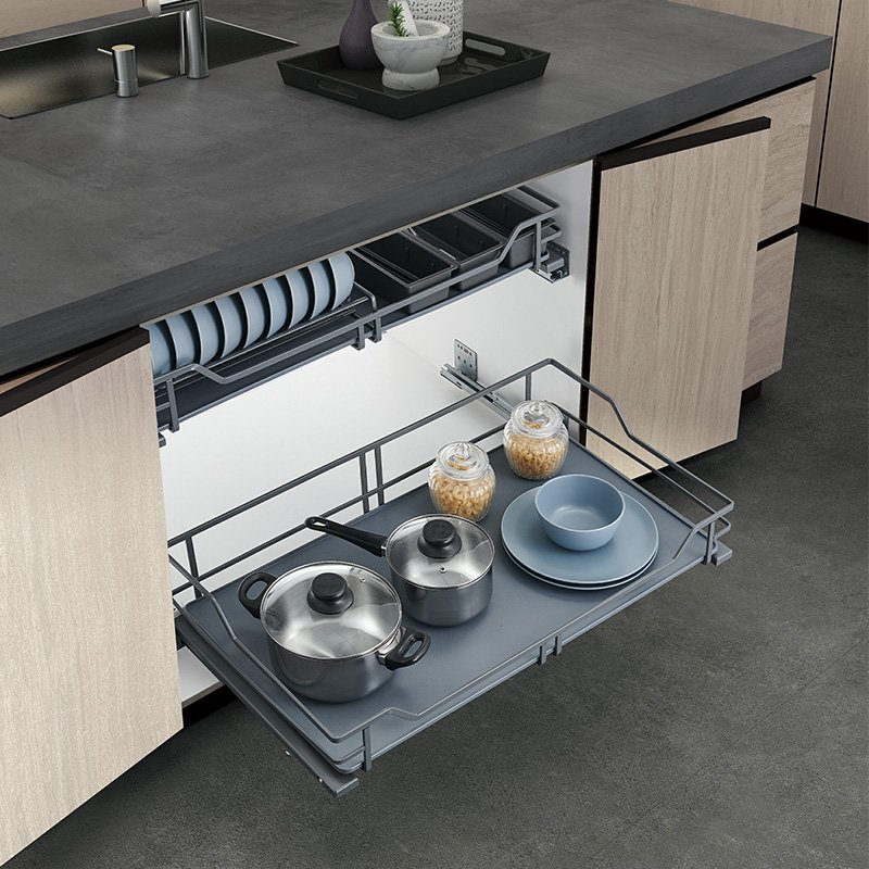 Base units four-side drawer basket Cutlery Drawer Basket Steel Wire Basket