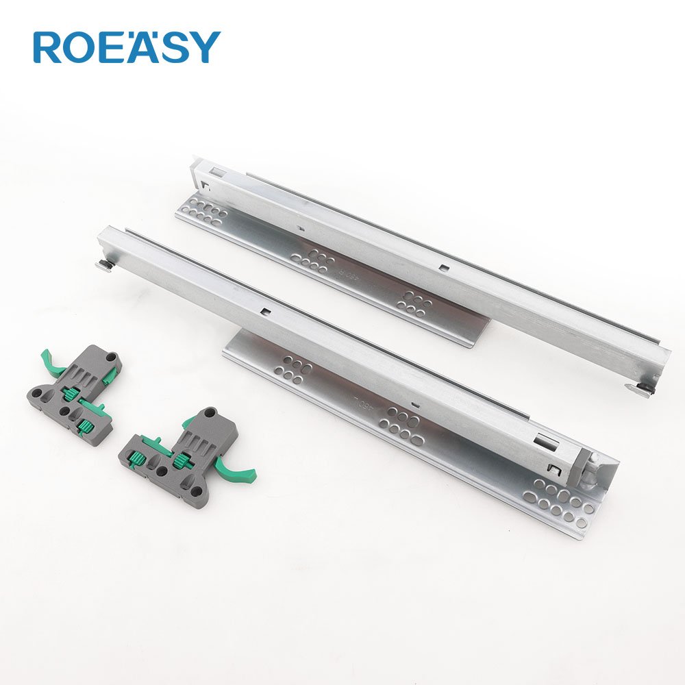 ROEASY Three Section Slide 2D Concealed Rebound Undermount Bottom Drawer Slide Push Open Drawer Telescopic Rails