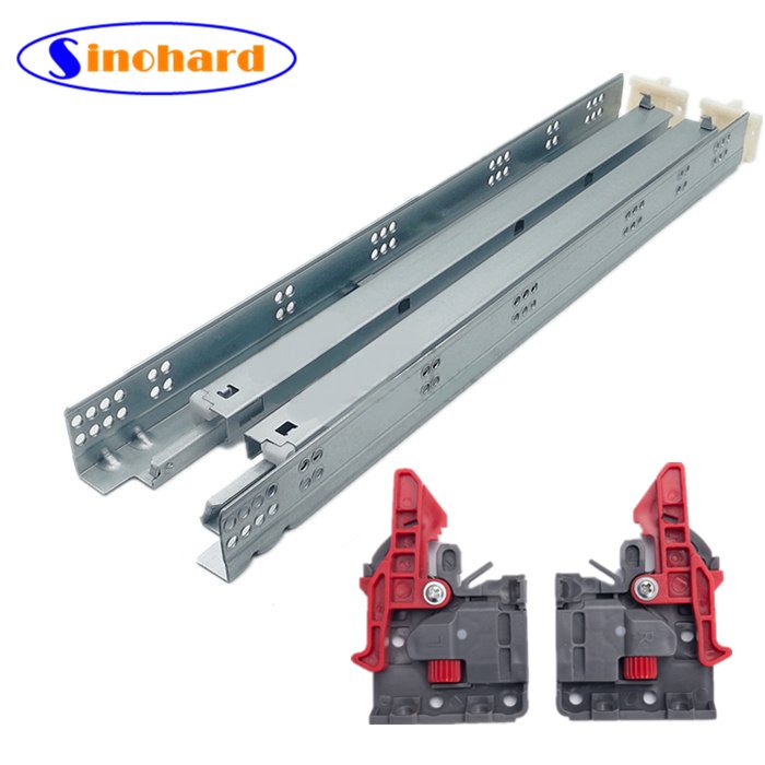 SINOHARD 15 inch Full Extension deep undermount wire basket Soft Close Drawer Slide