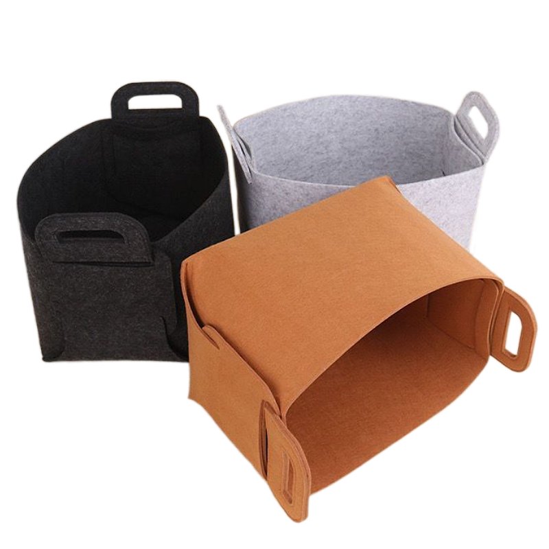 Collapsible Daily Style Home Organizer Drawer Bin Felt Cube Storage Box Foldable Fabric Container with Handles Felt Basket