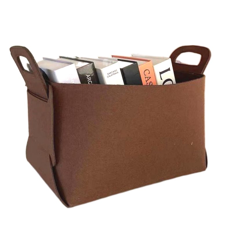 Collapsible Daily Style Home Organizer Drawer Bin Felt Cube Storage Box Foldable Fabric Container with Handles Felt Basket