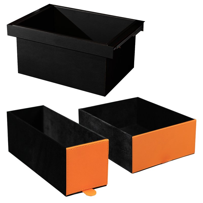 Pull-out Closet Storage Soft Closing Leather Jewelry Display Tray Organizer Multi-functional Basket Orange Case Holder Box