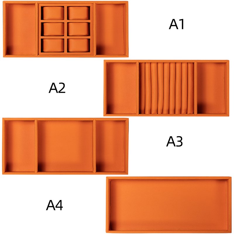 Pull-out Closet Storage Soft Closing Leather Jewelry Display Tray Organizer Multi-functional Basket Orange Case Holder Box