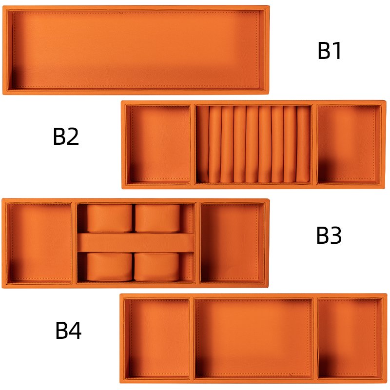 Pull-out Closet Storage Soft Closing Leather Jewelry Display Tray Organizer Multi-functional Basket Orange Case Holder Box