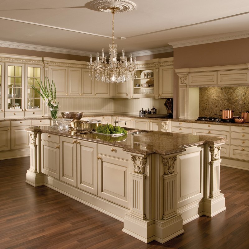 China Kitchen Furniture Cabinets Raised Door Design Ready to Assembled Complete Set Solid Wood Luxury Modular Kitchen Cabinets