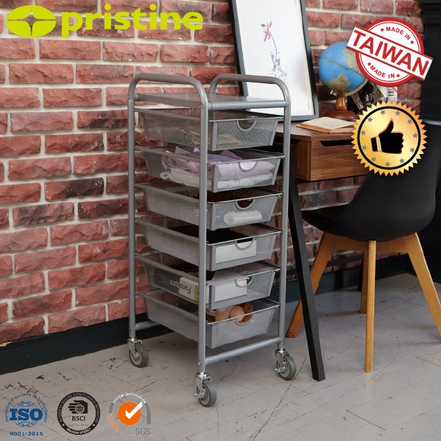 household storage MIT wholesale Taiwan furniture Manufacturer removable 6 Mesh Drawer storage with wheels