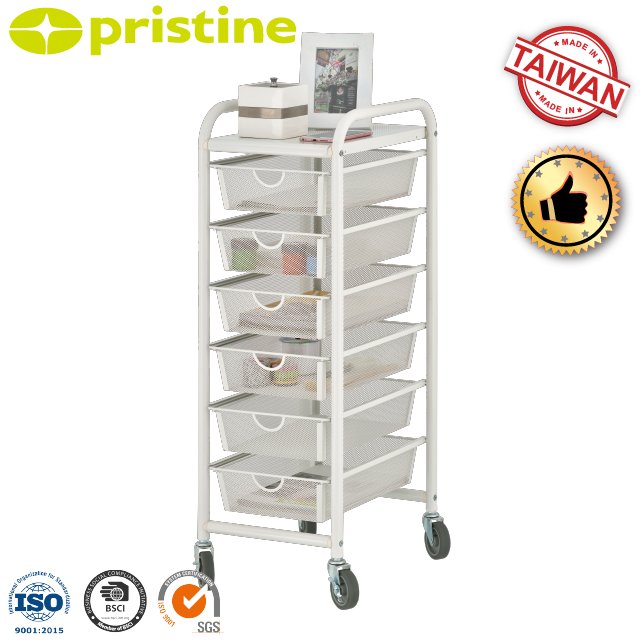 household storage MIT wholesale Taiwan furniture Manufacturer removable 6 Mesh Drawer storage with wheels