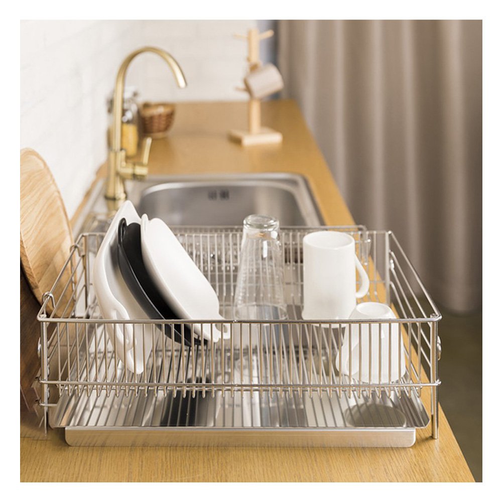 Stainless steel kitchen drawer basket Wire woven sliding cabinet basket