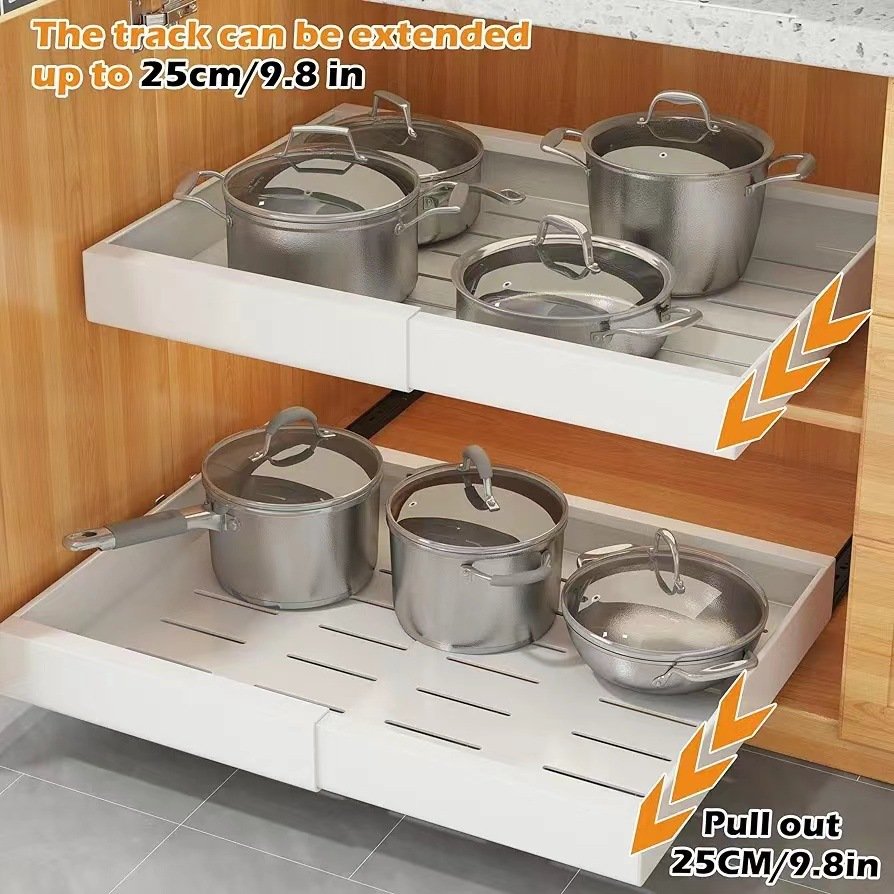 Custom retractable kitchen pull-out basket punch-free adjustable thickened storage rack cabinet organizer