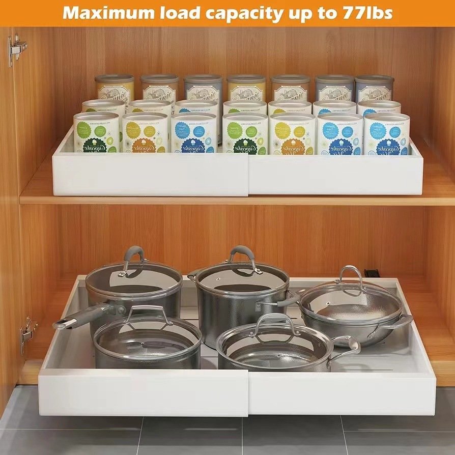 Custom retractable kitchen pull-out basket punch-free adjustable thickened storage rack cabinet organizer