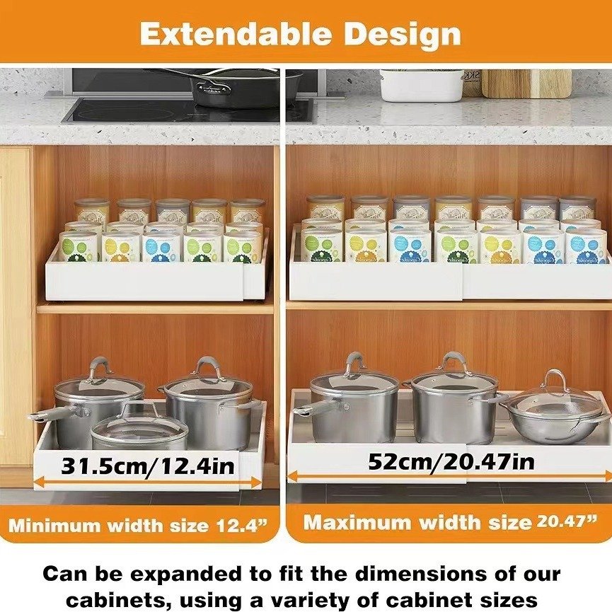 Custom retractable kitchen pull-out basket punch-free adjustable thickened storage rack cabinet organizer