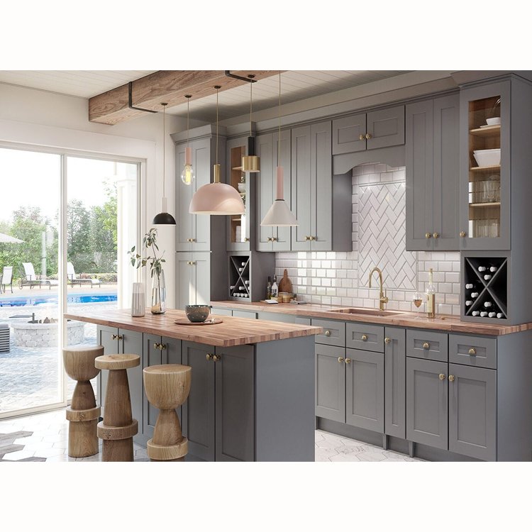 Modern European designs single wall bespoke cabinet shaker wooden doors pantry ideas kitchen styles