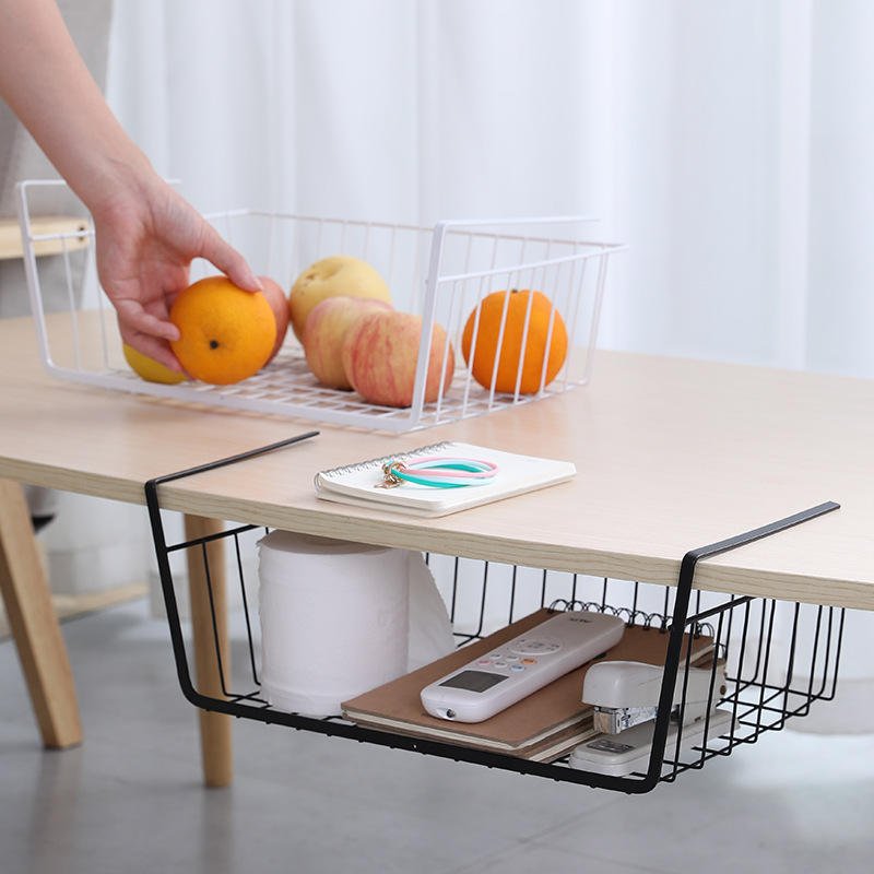 Space Saver Hanging Shelves Cabinet Dividers Organizer storage rack metal Under Table Storage Basket