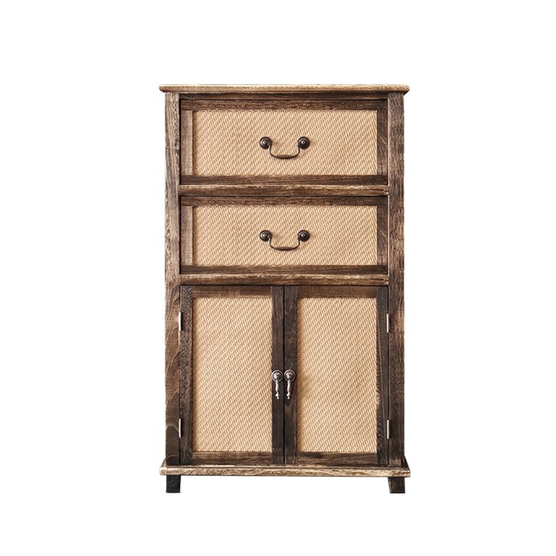 Home Farmhouse Decors Storage Sideboard Vintage rattan basket drawer Solid Wood Drawer Cabinet for Living Room