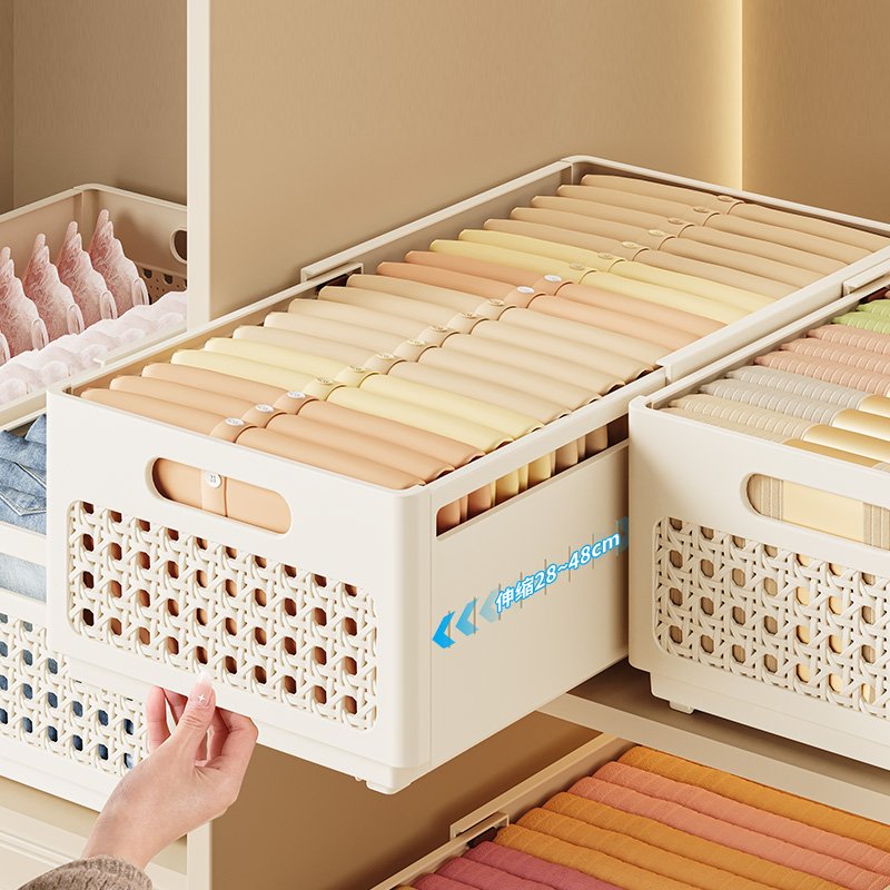 Desktop Folding Storage Basket Stackable Sundries Holder Plastic Retractable Storage Box