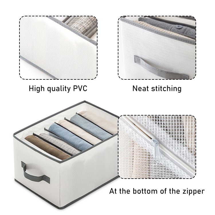 Foldable Clear Plastic White Mesh Storage Container Boxes Underwear Divider Cloth Drawer Organizer