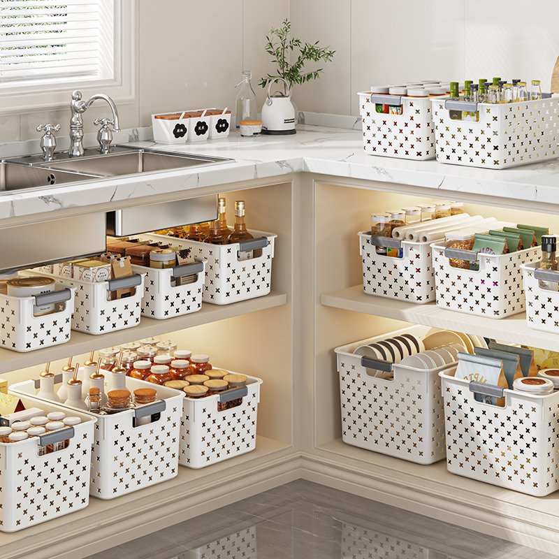 Home Storage Wholesale Custom Storage Organizer Boxes Hollow Breathable Plastic Portable Drawer Storage Baskets