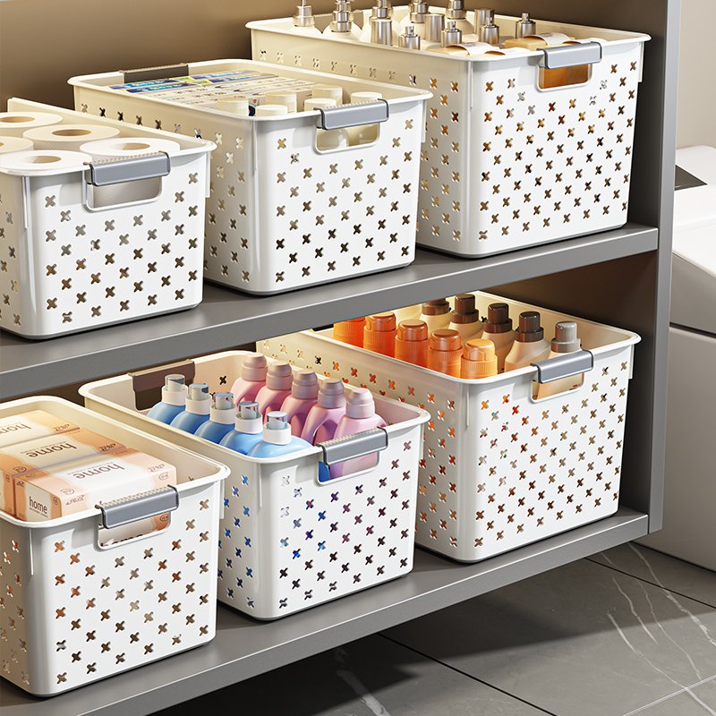 Home Storage Wholesale Custom Storage Organizer Boxes Hollow Breathable Plastic Portable Drawer Storage Baskets
