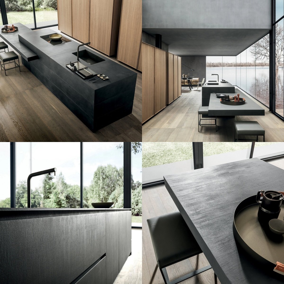 PA customized modern Kitchen furniture Smart cupboards island tables with cabinet countertop