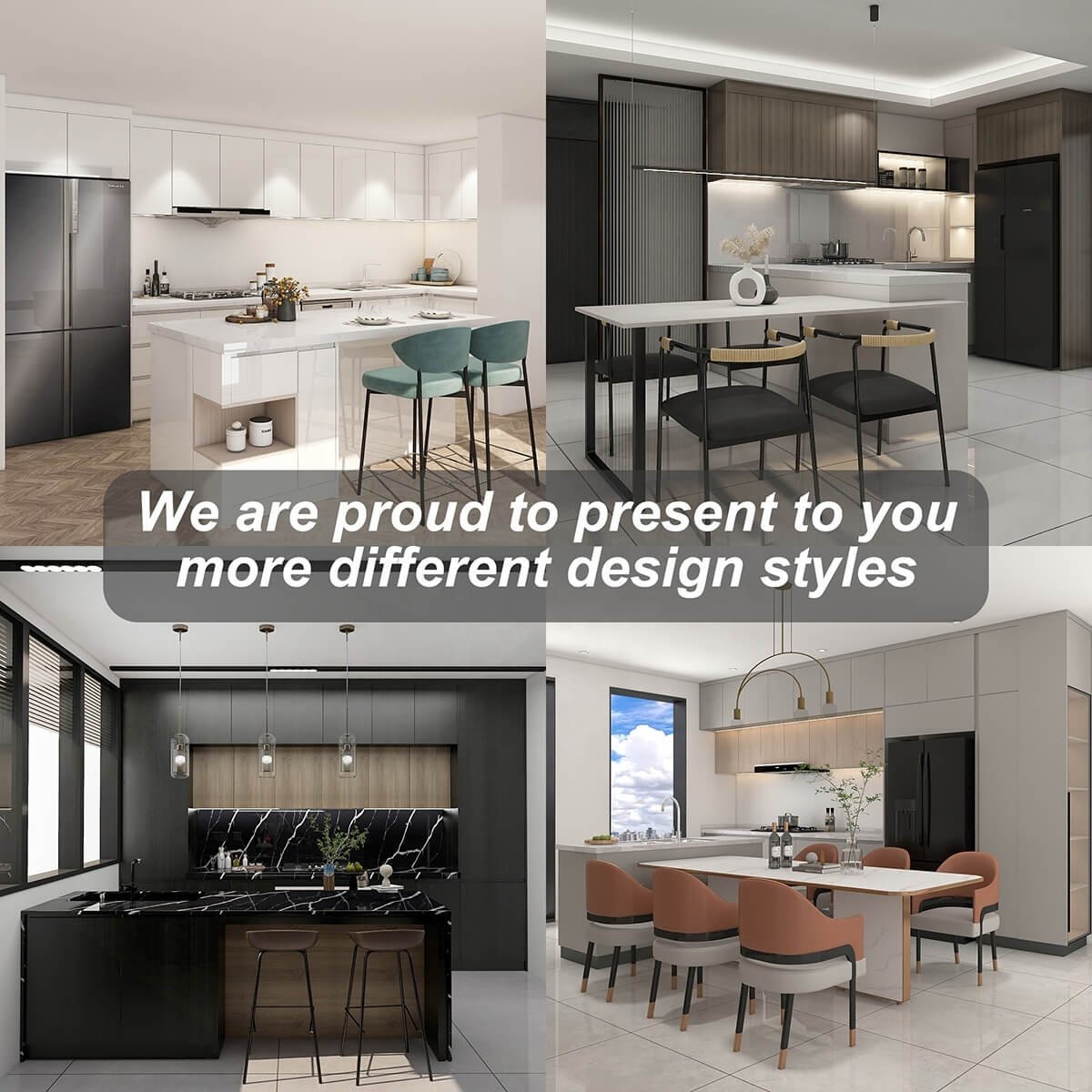 PA customized modern Kitchen furniture Smart cupboards island tables with cabinet countertop