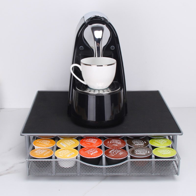 Creative metal drawer type coffee capsules holder household multi-function coffee maker shelf with coffee capsules storage box