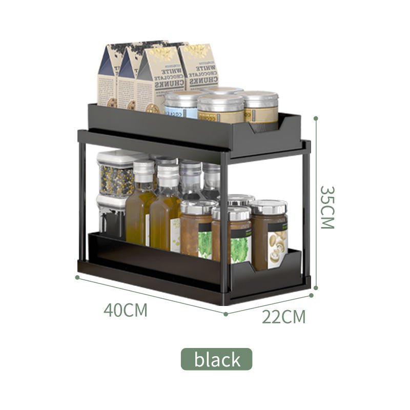 2 Tier Under Sliding Cabinet Basket Sliding OrganizerSink Pull Out Organizer Bathroom Sink Desktop rack Stand Shelf Drawer