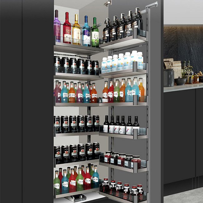 New design kitchen cabinet accessories pantry organizer storage unit pull out basket