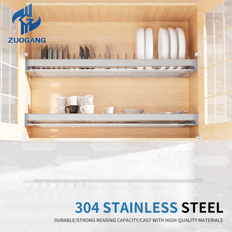 Aluminum Alloy Dish Pull Out Basket Kitchen Cabinet Fixed Dish Rack for Sink Storage Metal Material