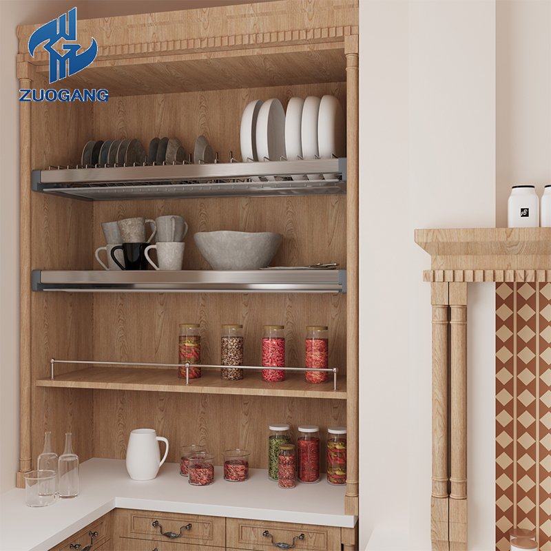 Aluminum Alloy Dish Pull Out Basket Kitchen Cabinet Fixed Dish Rack for Sink Storage Metal Material