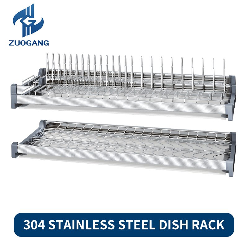 Aluminum Alloy Dish Pull Out Basket Kitchen Cabinet Fixed Dish Rack for Sink Storage Metal Material