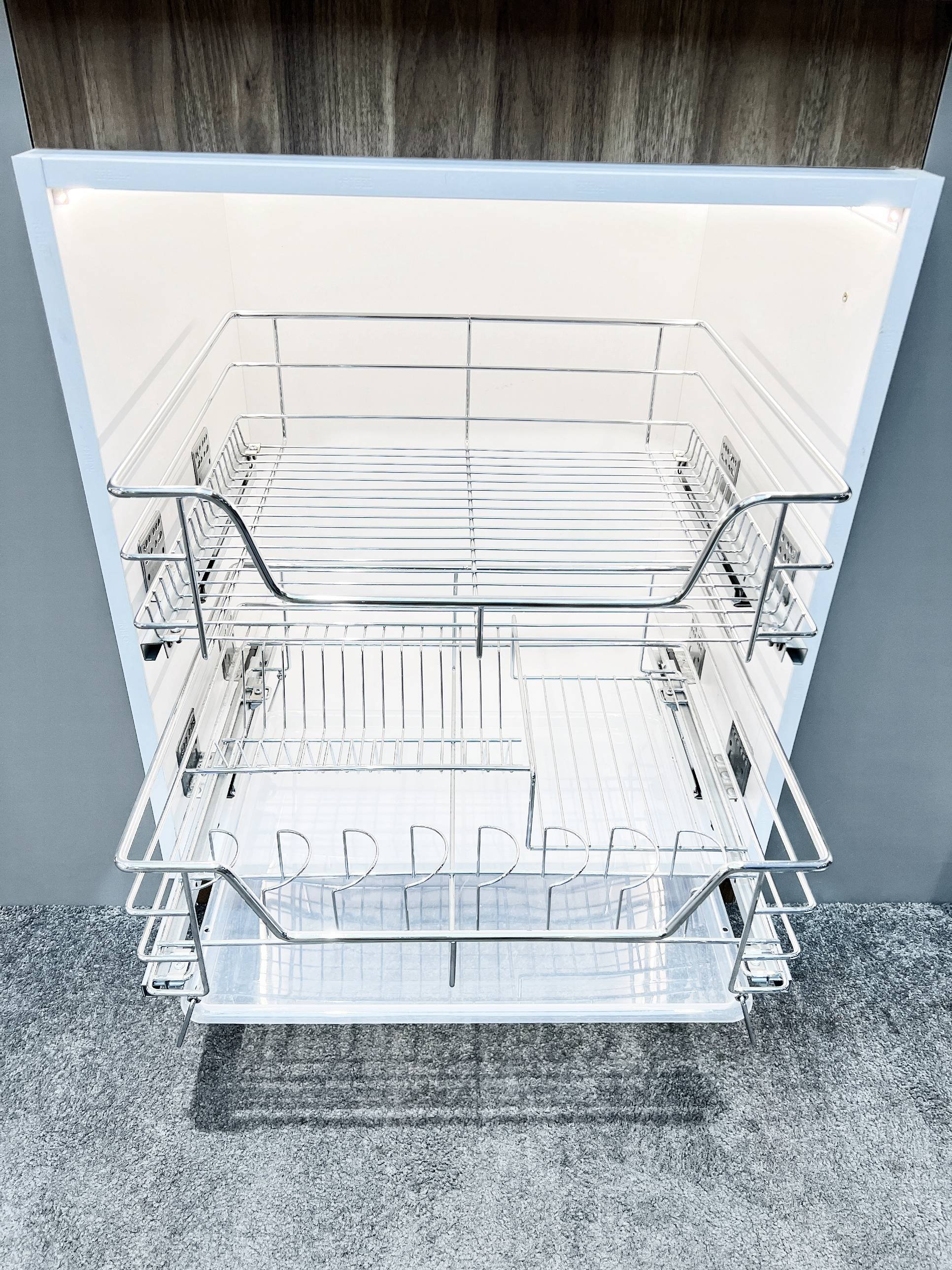 Hanging Kitchen Cabinet Pull Out Drawer Basket Mesh Wire Kitchen Vegetable Organizer Storage Basket