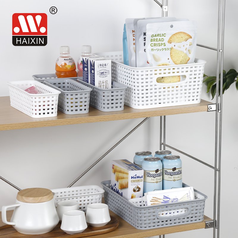 Homeuse desktop kitchenware sundries drawer makeup cosmetic organizer box books files snacks wicker plastic storage basket set