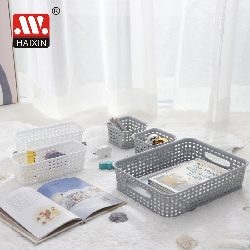 Homeuse desktop kitchenware sundries drawer makeup cosmetic organizer box books files snacks wicker plastic storage basket set