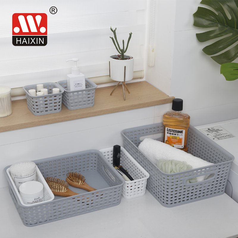 Homeuse desktop kitchenware sundries drawer makeup cosmetic organizer box books files snacks wicker plastic storage basket set